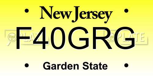 F40GRG New Jersey License Plate