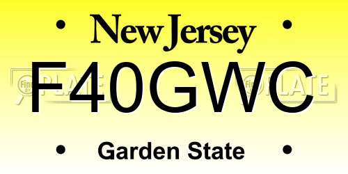 F40GWC New Jersey License Plate