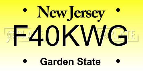 F40KWG New Jersey License Plate