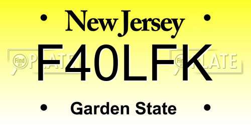 F40LFK New Jersey License Plate