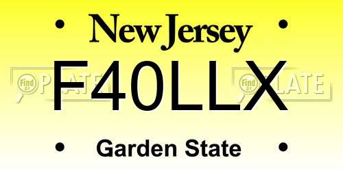 F40LLX New Jersey License Plate