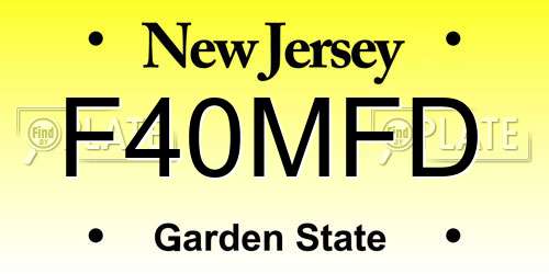 F40MFD New Jersey License Plate