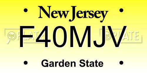 F40MJV New Jersey License Plate
