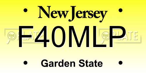 F40MLP New Jersey License Plate