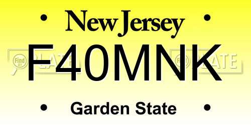 F40MNK New Jersey License Plate
