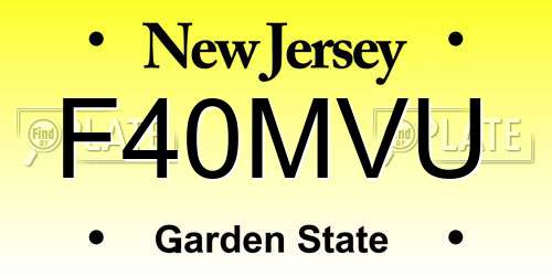 F40MVU New Jersey License Plate