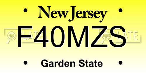 F40MZS New Jersey License Plate