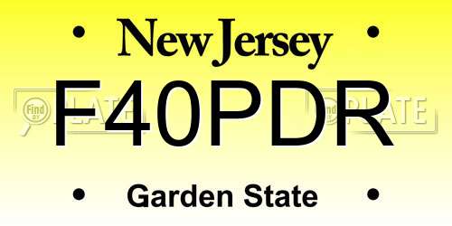 F40PDR New Jersey License Plate