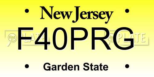F40PRG New Jersey License Plate