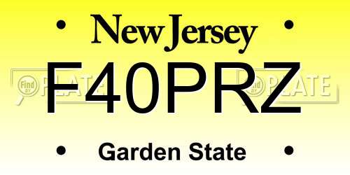 F40PRZ New Jersey License Plate