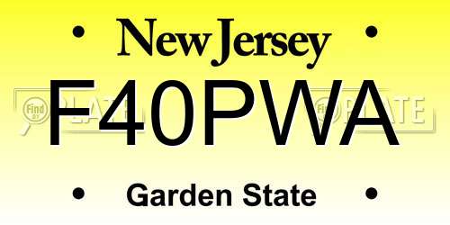 F40PWA New Jersey License Plate