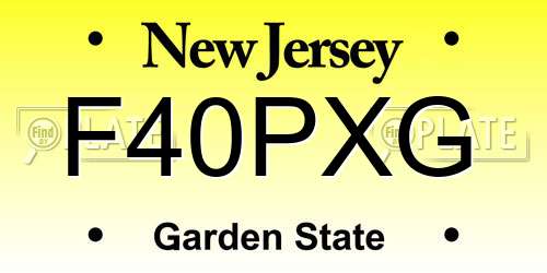 F40PXG New Jersey License Plate