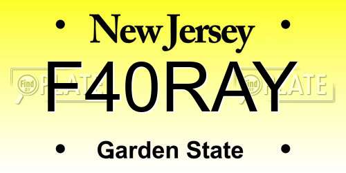 F40RAY New Jersey License Plate