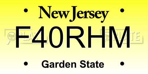 F40RHM New Jersey License Plate