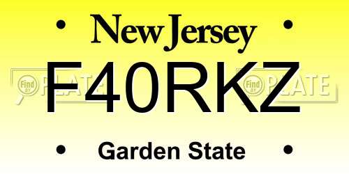 F40RKZ New Jersey License Plate