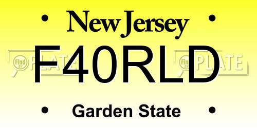 F40RLD New Jersey License Plate