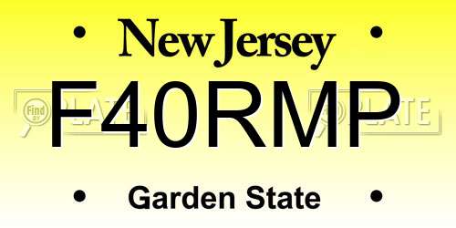 F40RMP New Jersey License Plate