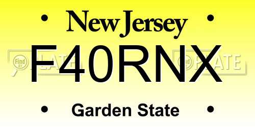 F40RNX New Jersey License Plate