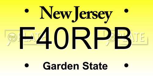 F40RPB New Jersey License Plate