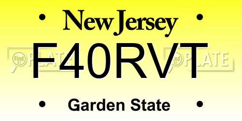 F40RVT New Jersey License Plate