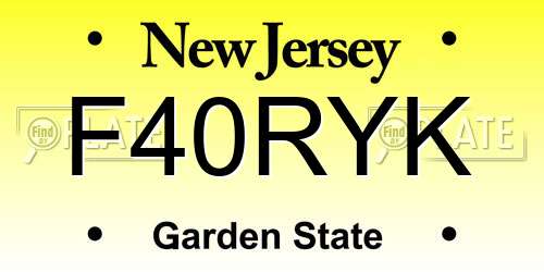 F40RYK New Jersey License Plate