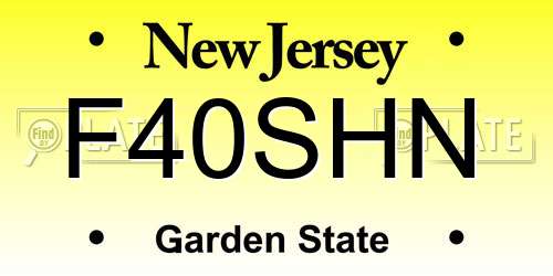 F40SHN New Jersey License Plate
