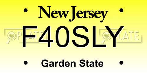 F40SLY New Jersey License Plate