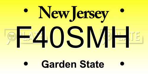 F40SMH New Jersey License Plate