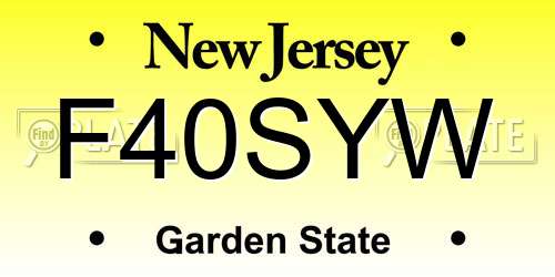 F40SYW New Jersey License Plate