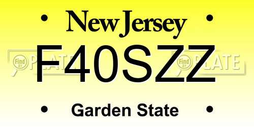 F40SZZ New Jersey License Plate