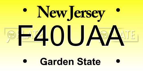 F40UAA New Jersey License Plate