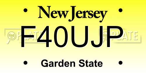 F40UJP New Jersey License Plate