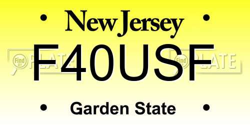 F40USF New Jersey License Plate