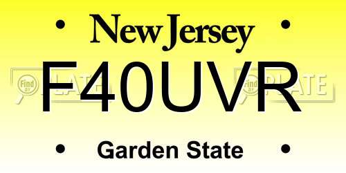 F40UVR New Jersey License Plate