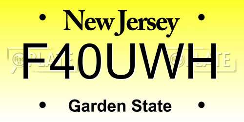 F40UWH New Jersey License Plate