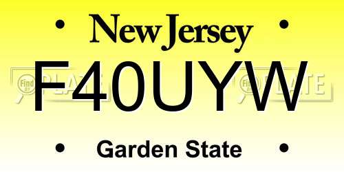 F40UYW New Jersey License Plate