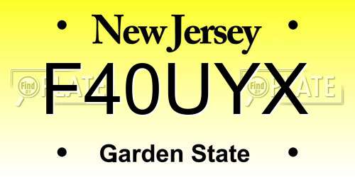 F40UYX New Jersey License Plate
