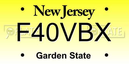 F40VBX New Jersey License Plate