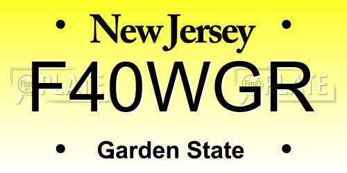 F40WGR New Jersey License Plate