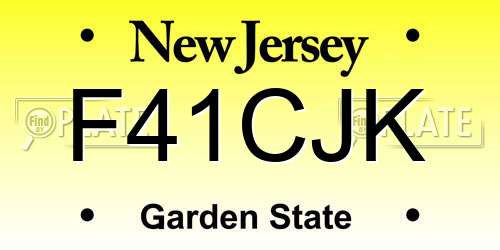 F41CJK New Jersey License Plate