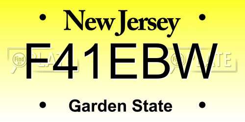 F41EBW New Jersey License Plate