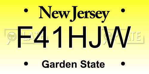 F41HJW New Jersey License Plate