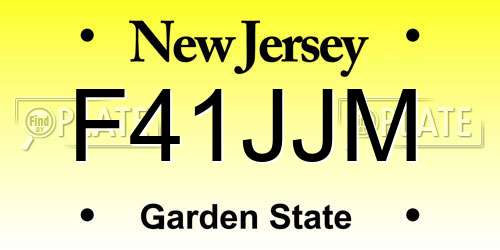 F41JJM New Jersey License Plate