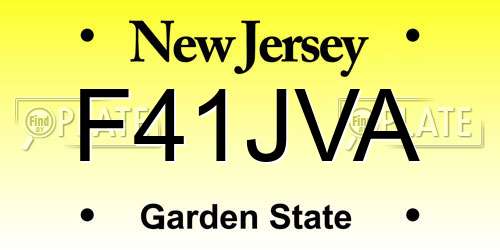 F41JVA New Jersey License Plate