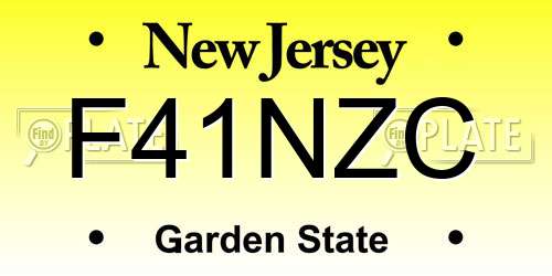 F41NZC New Jersey License Plate