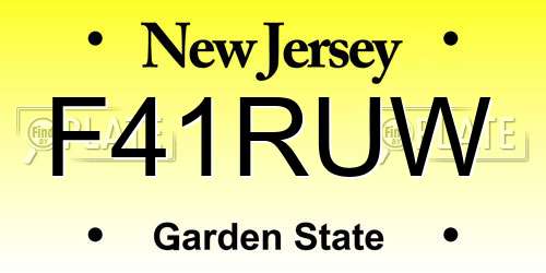 F41RUW New Jersey License Plate