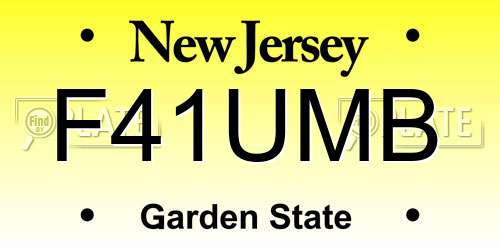 F41UMB New Jersey License Plate