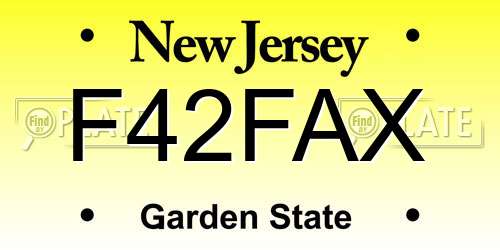 F42FAX New Jersey License Plate