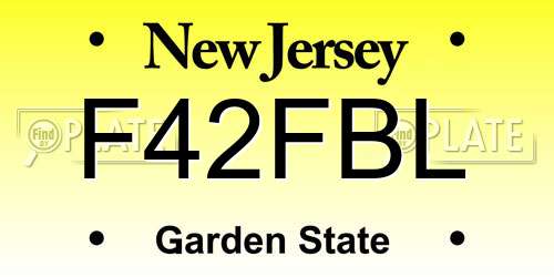 F42FBL New Jersey License Plate