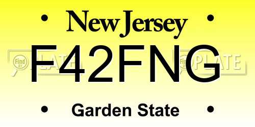 F42FNG New Jersey License Plate